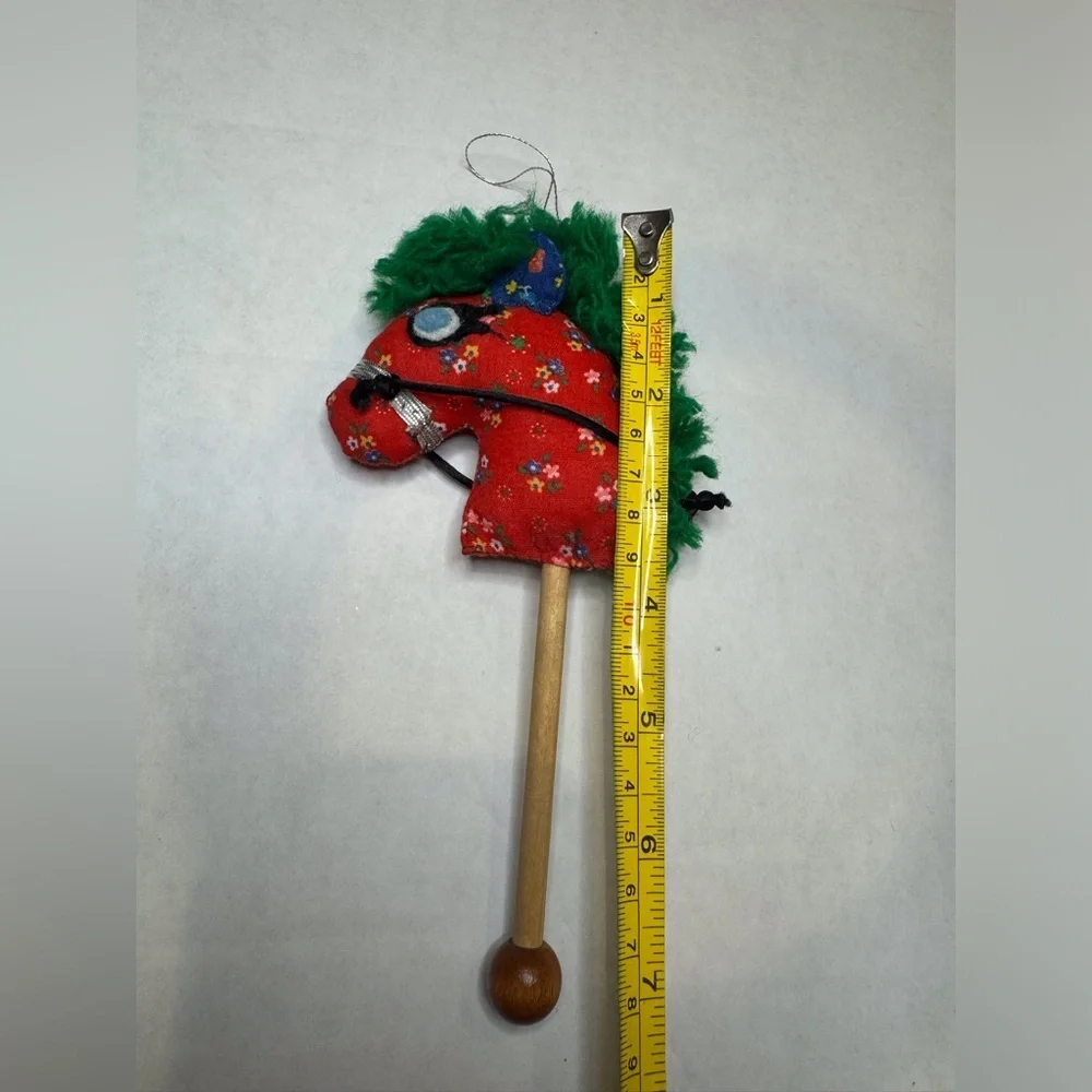 Vintage Wood‎ Stuffed Fabric Stick Horses Christmas Tree Ornaments